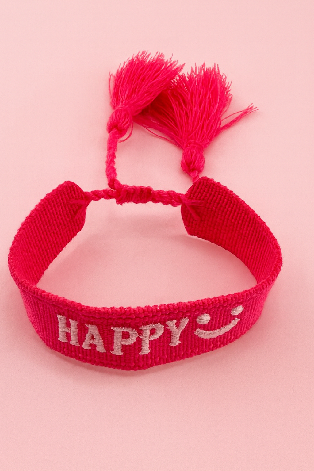 Magenta happy adjustable woven bracelet