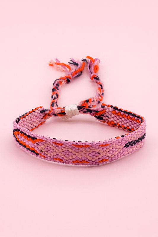 Bassie Multicolored purple & orange adjustable woven bracelet