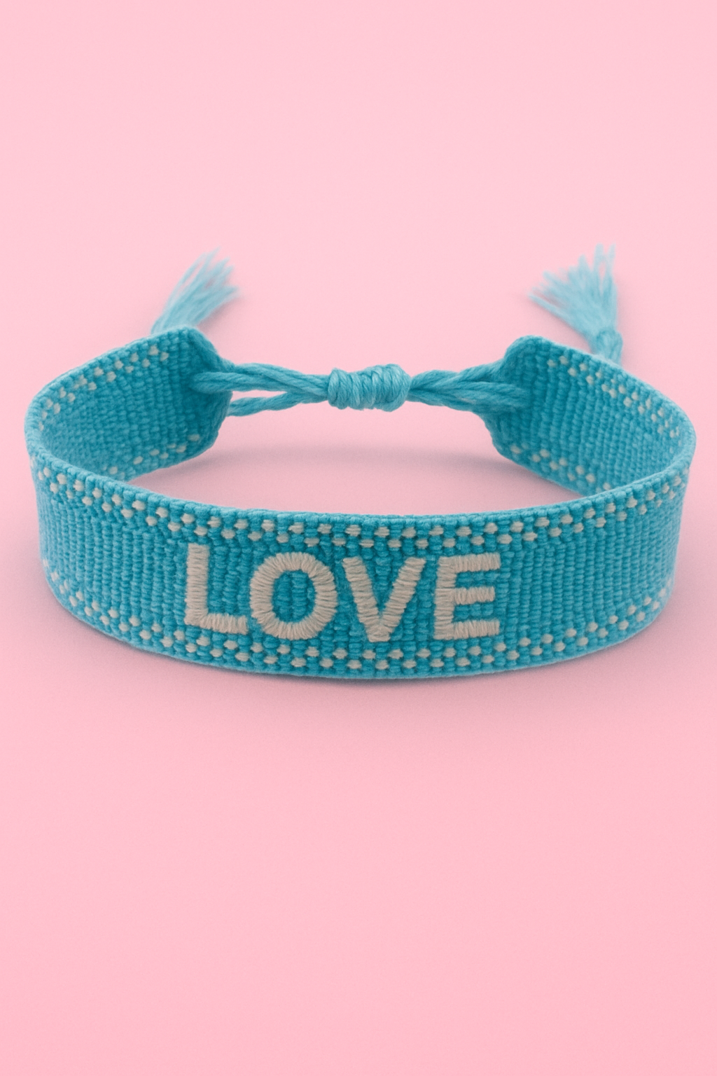 Love blue and white adjustable woven bracelet