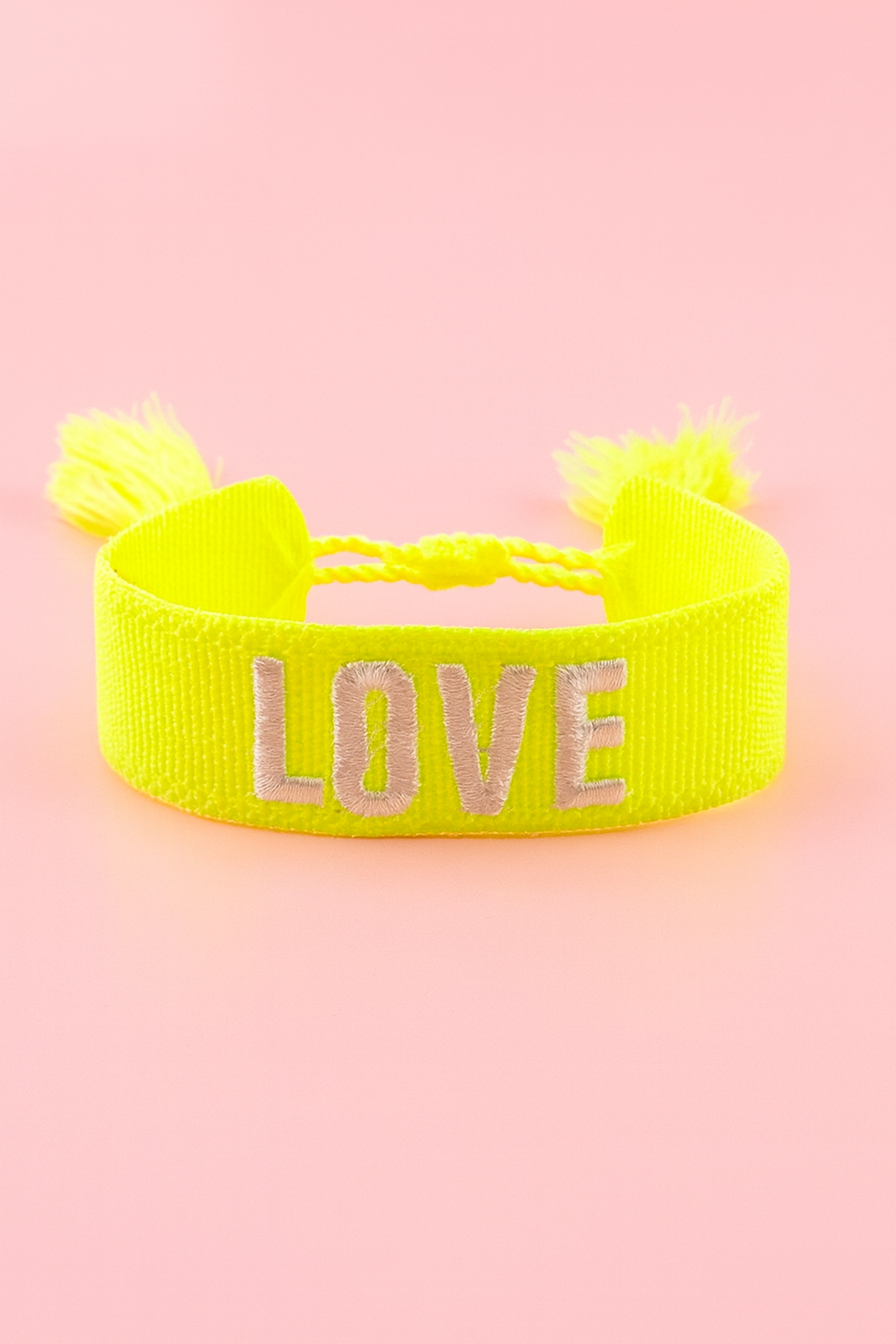 Love neon yellow adjustable woven bracelet