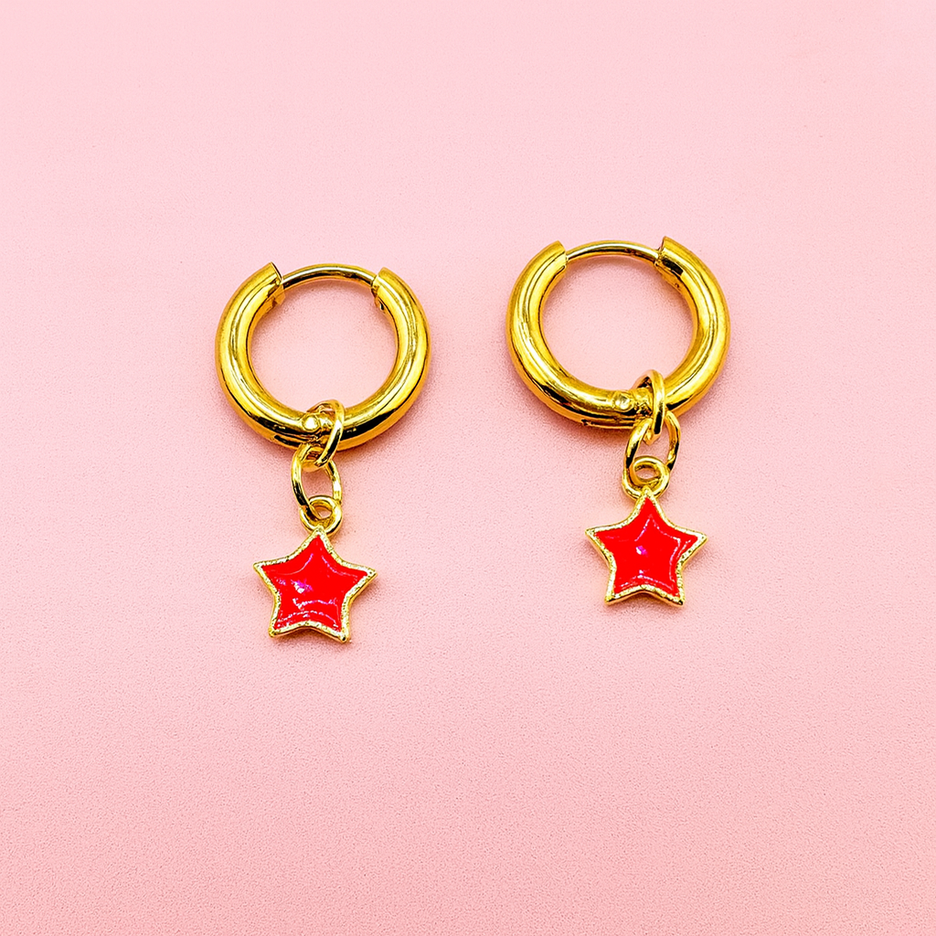 hot pink 18k gold filled dangle earrings