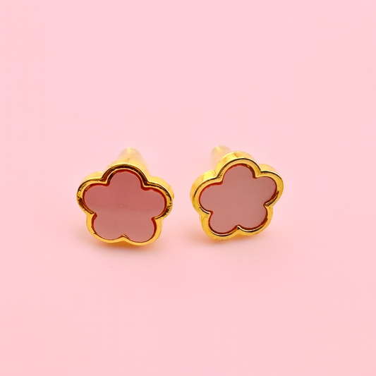 Margaret pink clover earrings in stainless steel