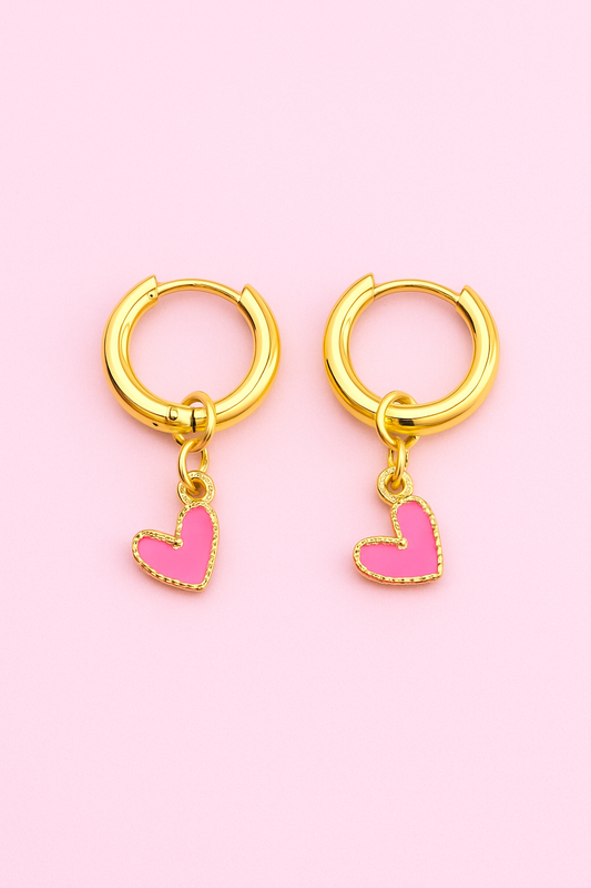 Adalynn stainless steel earring with a pink heart