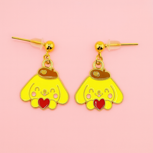 pompurin sanrio stainless steel dangle earrings