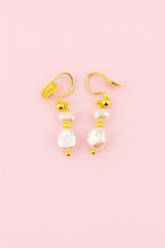 Natalie faux pearl clip on earrings in gold filled