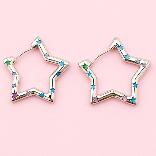 You shine sterling silver stars with rhinestone earrings