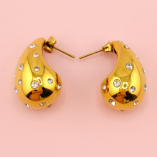 Nevaeh rhinestone encrusted gold filled earrings