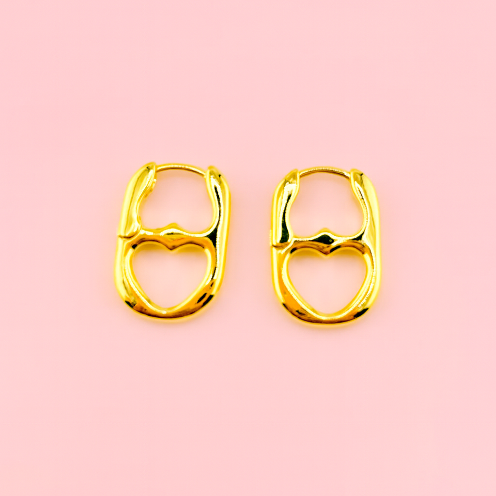 Heart can earrings in 18k Peruvian gold filled