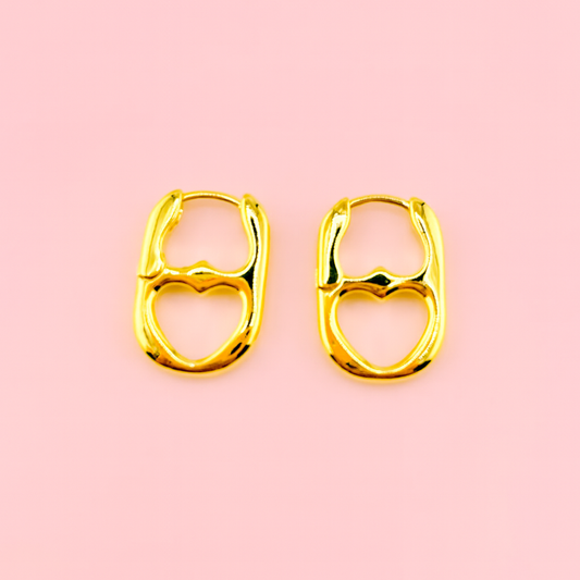 Heart can earrings in 18k Peruvian gold filled