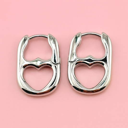 Heart shaped sterling silver can openers earrings