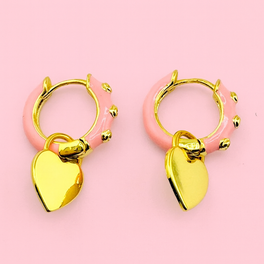 Daphne pink dangle earrings in gold filled 18k gold