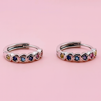 Luisa 925 sterling hoop earrings with blue rhinestones