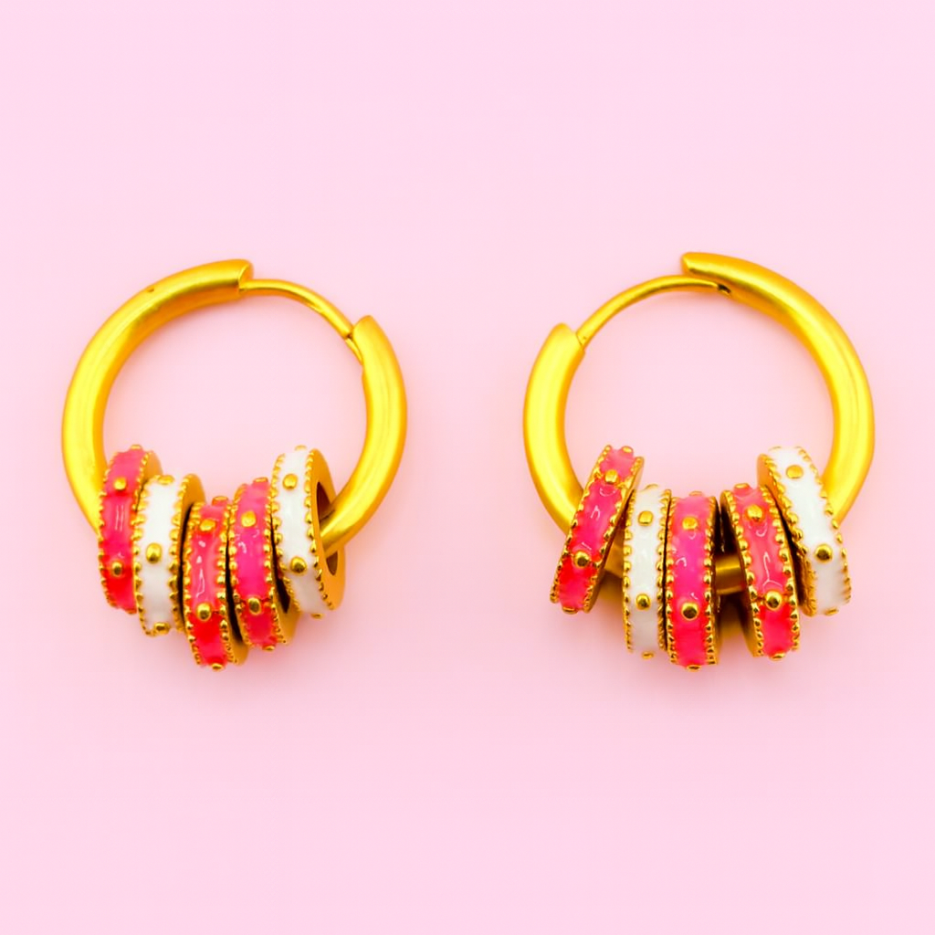 Lisa 18k gold filled hoops in pink texture earrings