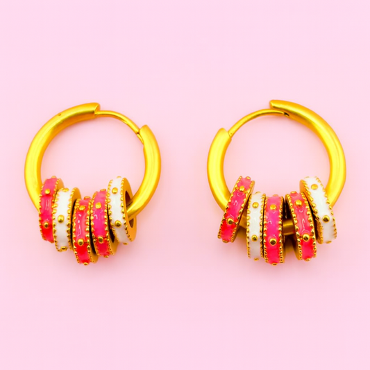 Lisa 18k gold filled hoops in pink texture earrings