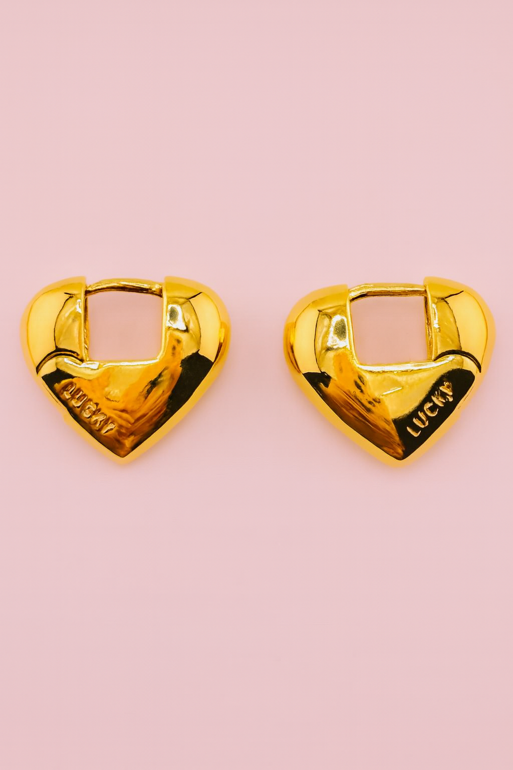 Heart shaped lucky 18k gold filled earrings