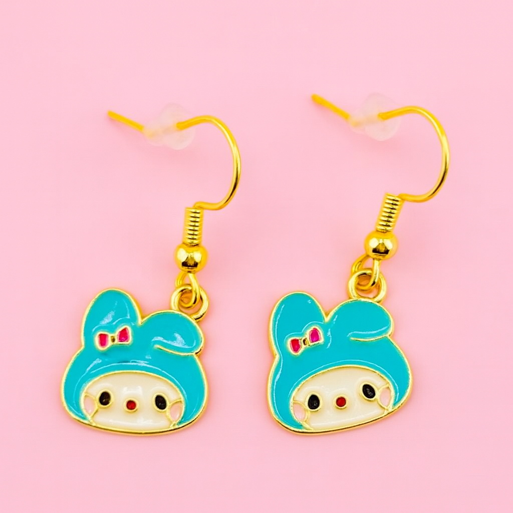 My melody Sanrio blue dangle stainless steel earrings