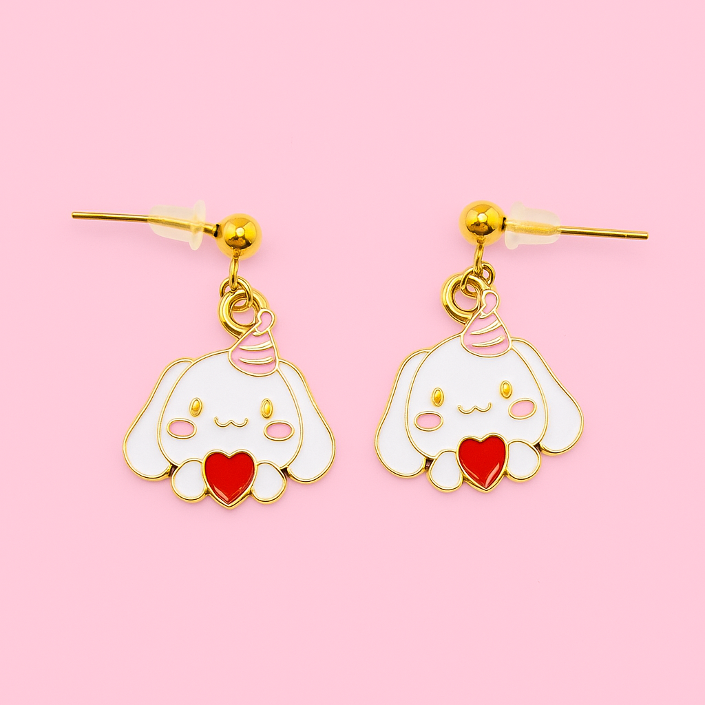 cinnamon roll sanrio dangle stainless steel earrings