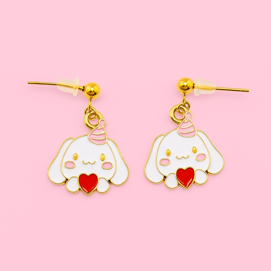 cinnamon roll sanrio dangle stainless steel earrings