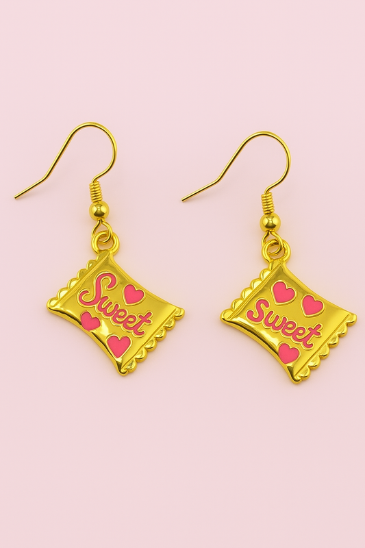 Candie 18k gold filled pink dangling earrings