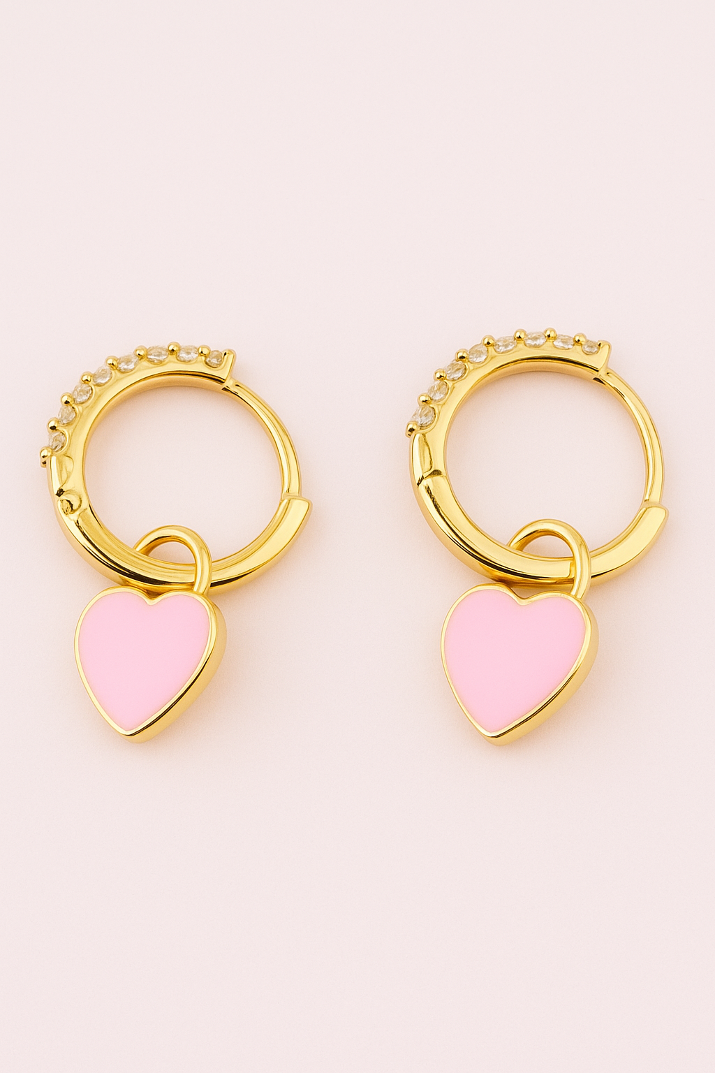 Paulina enamel heart 18k gold filled and cubic zirconia earrings