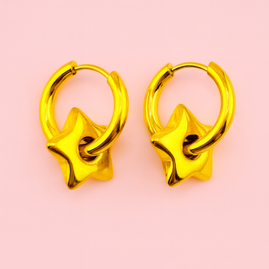 Cirus star 18k gold filled hoops