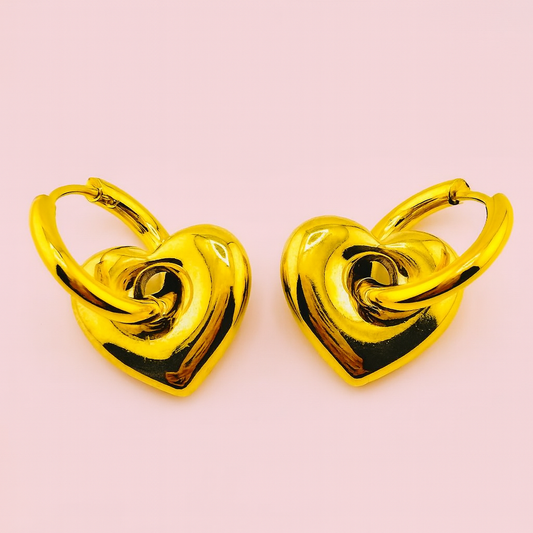 Radiate love gold hopes in hearts in stainless steel