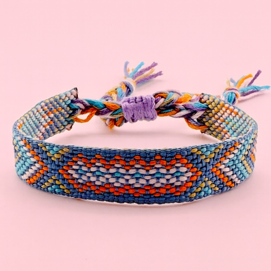 Bassie blue and orange  adjustable woven bracelet