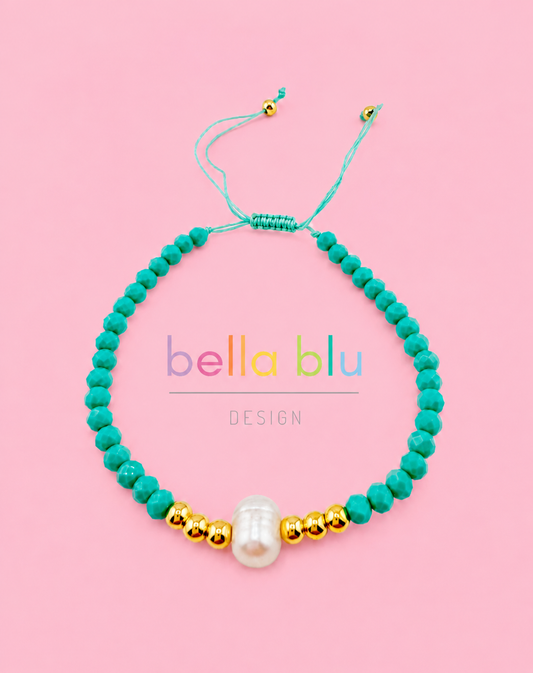 Camila turquoise beaded fresh water gold filled bracelet