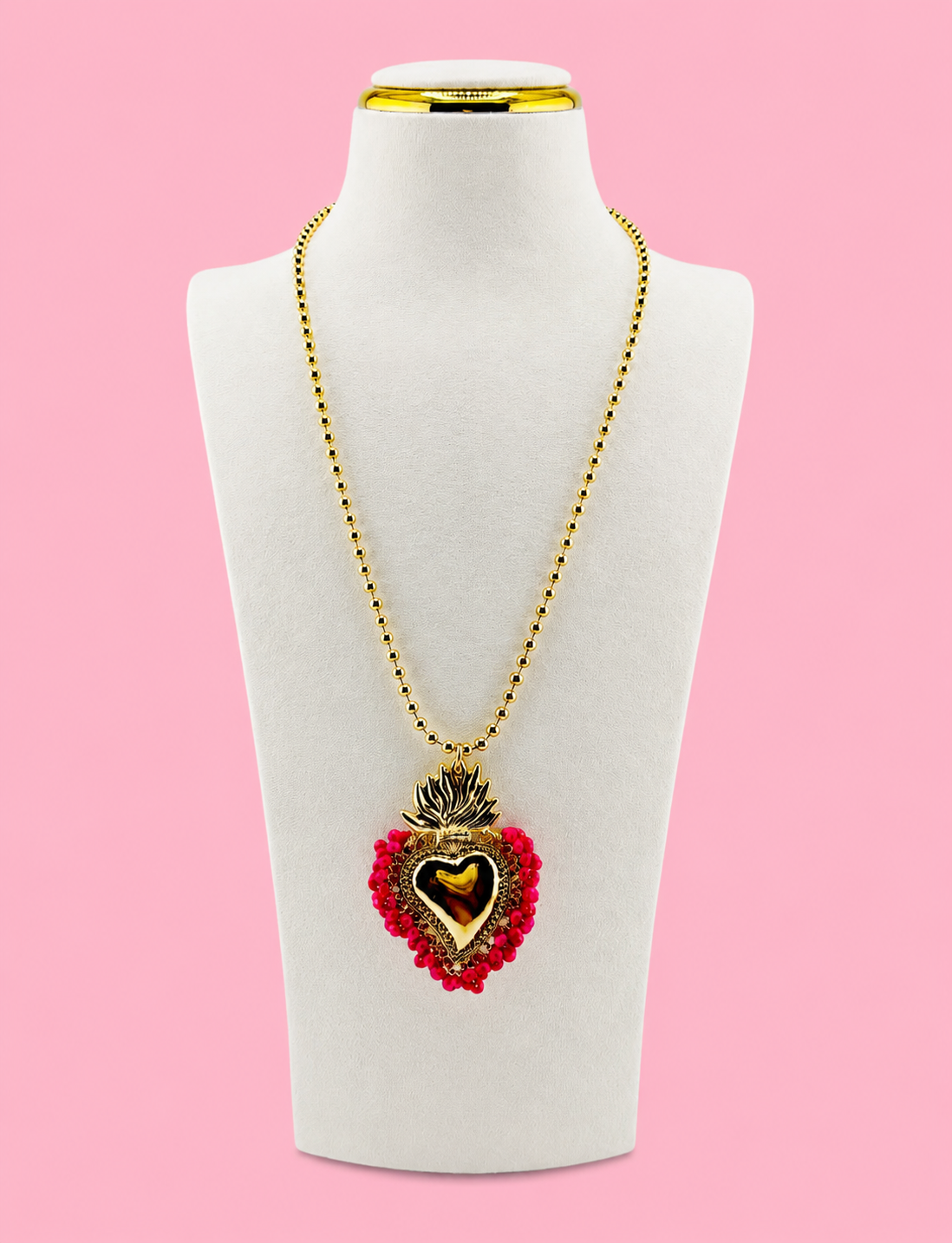Olivia gold filled and pink beaded necklace