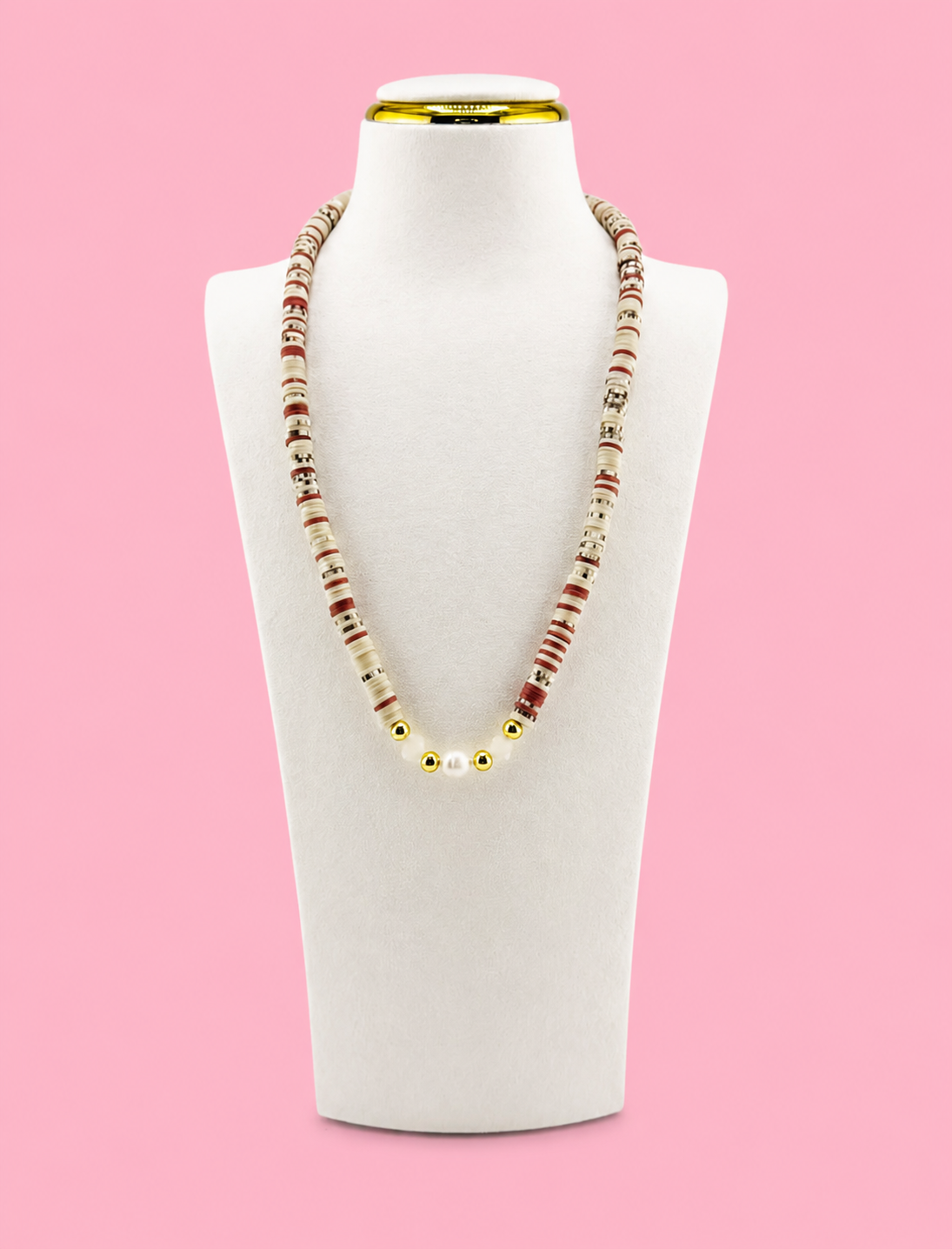 Patricia clay bead and fresh water pearls necklace