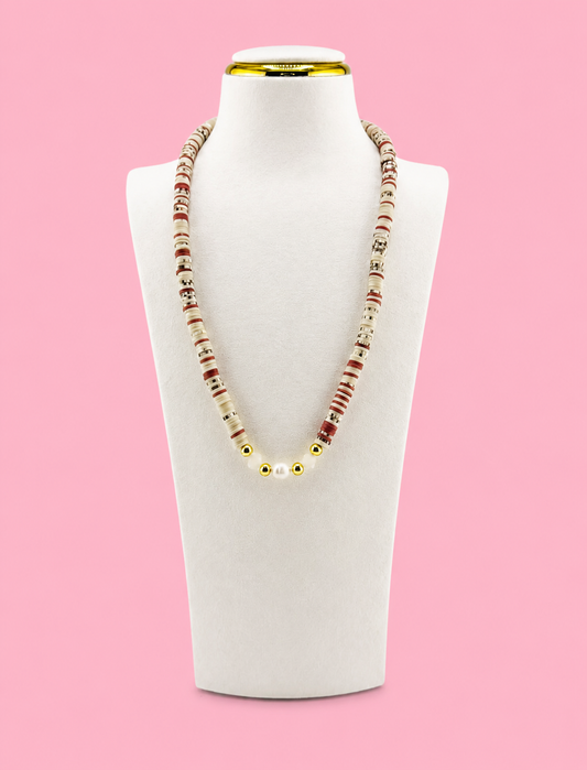 Patricia clay bead and fresh water pearls necklace
