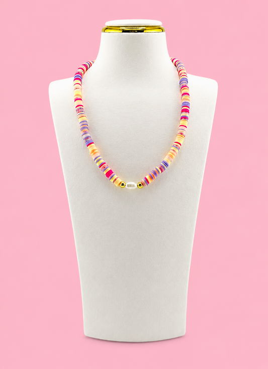 Luana colorful necklace with fresh water pearls