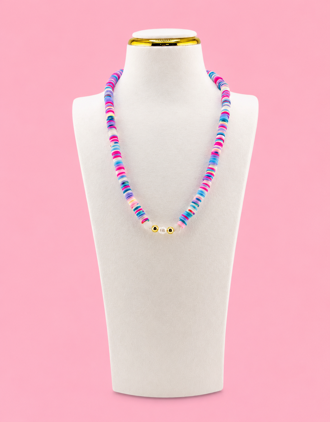 Harper fresh water pearls necklace and blue clay beads