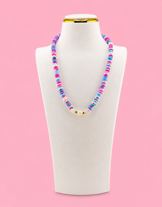 Harper fresh water pearls necklace and blue clay beads