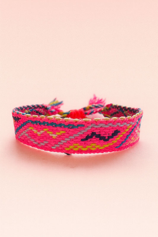Multicolored adjustable woven bracelet