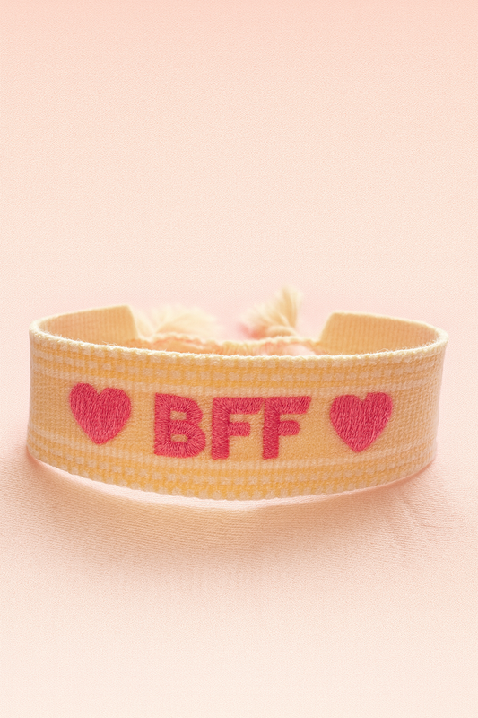 BFF pastel yellow & pink adjustable woven bracelet