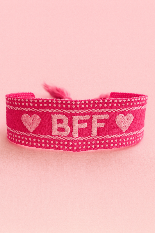 BFF hot Magenta & pink adjustable woven bracelet