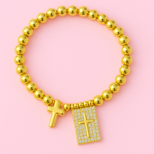 Phoenix cross 18k gold filled bracelet