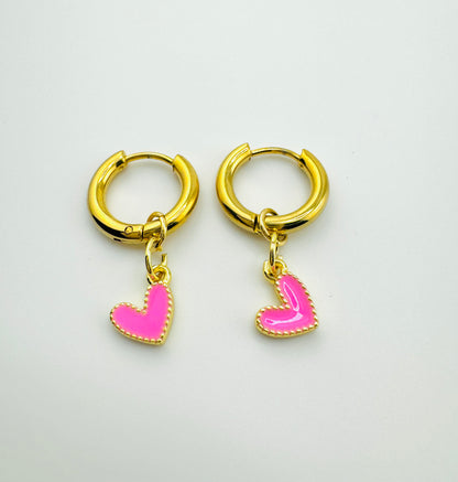 Adalynn stainless steel earring with a pink heart