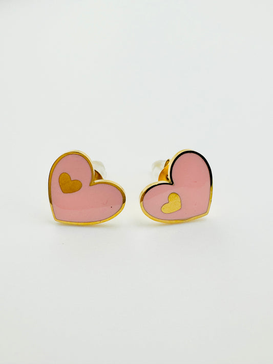 Freya pink enamel and stainless steel earrings