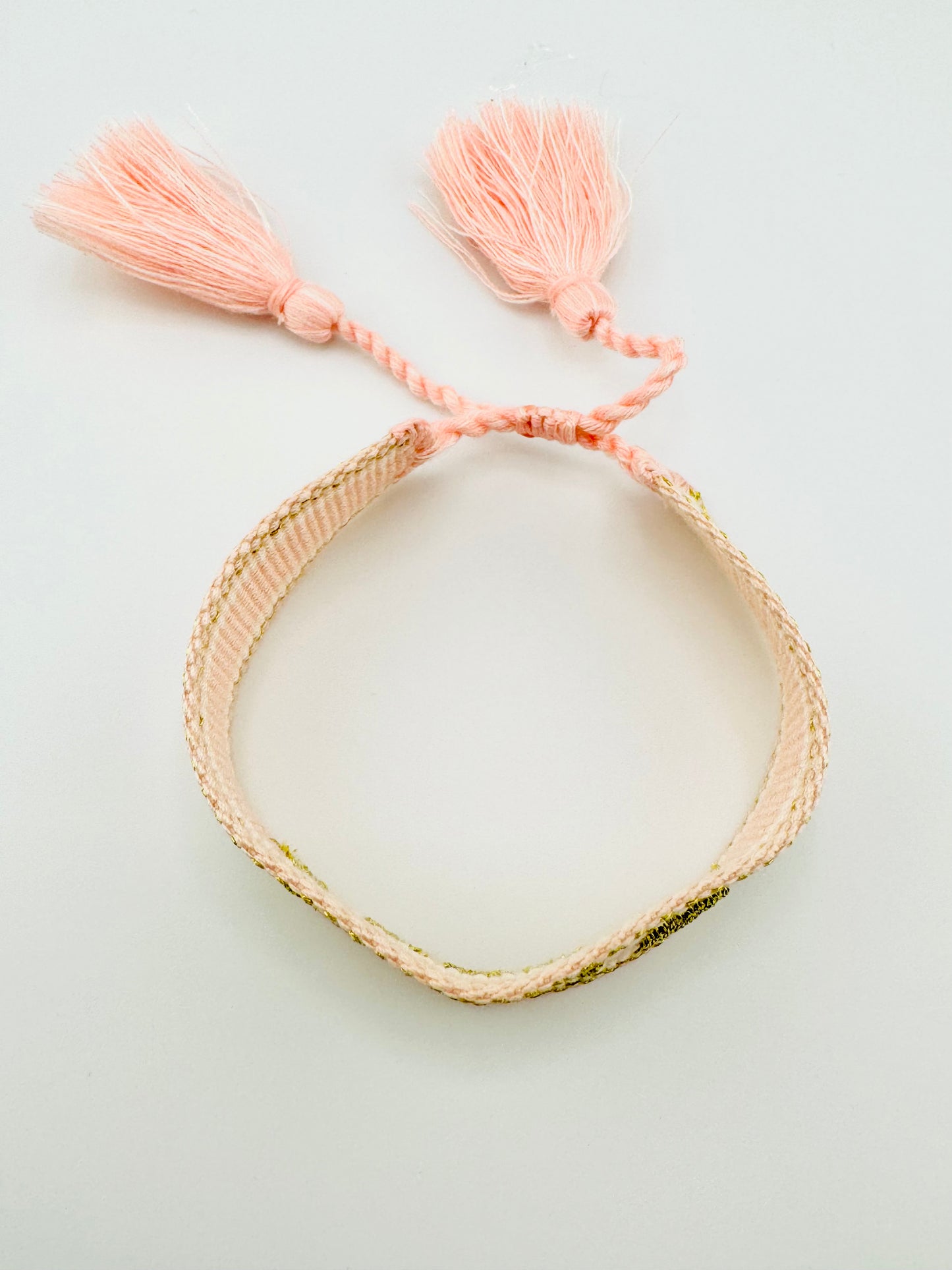 Emersyn Mom woven soft pink bracelet with gold