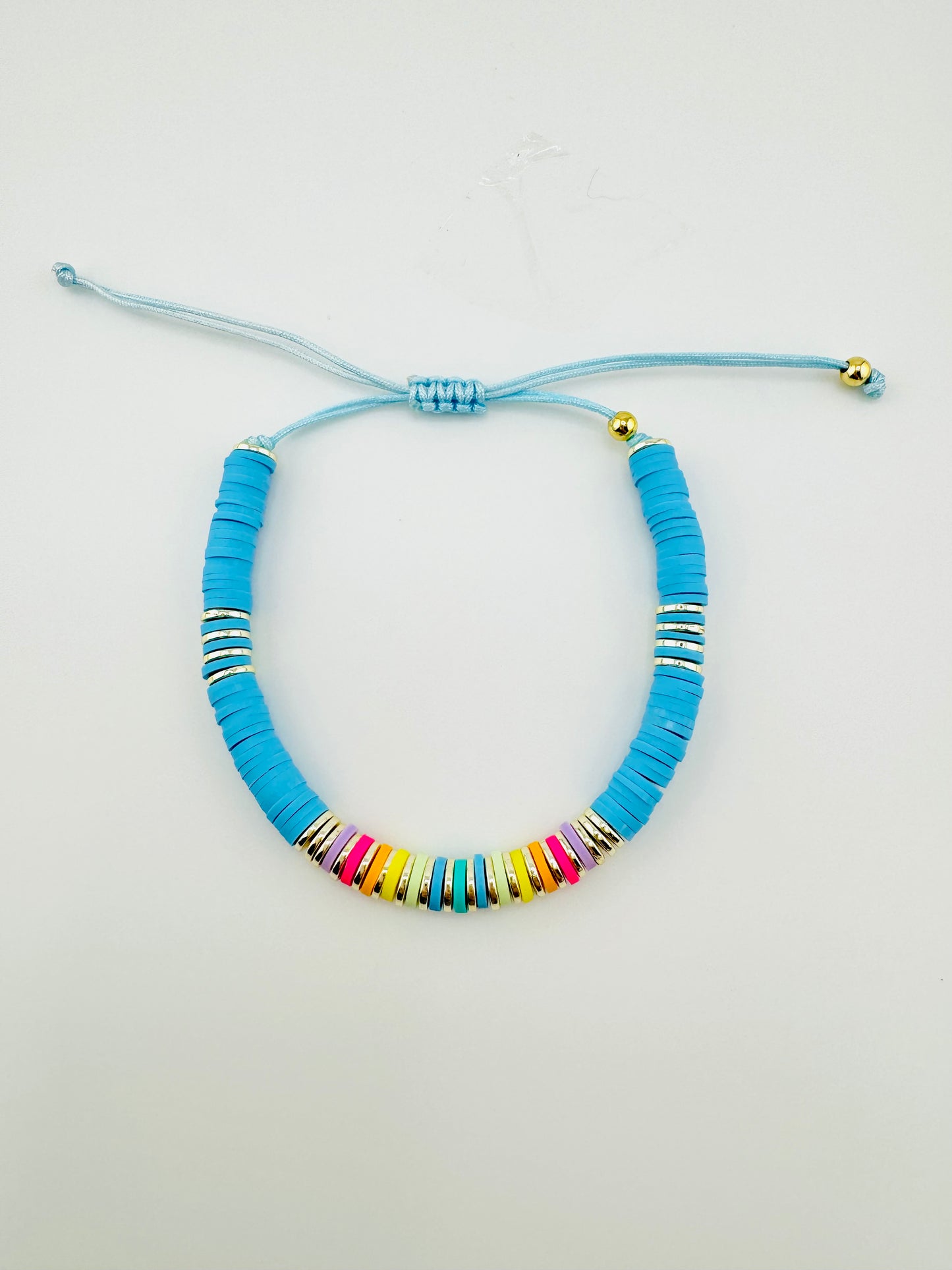 Maya turquoise bracelet in clay beads and gold filled