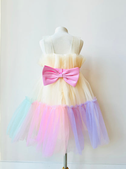 Capri Gorgeous cream tulle Dress with 5 layers of mesh in pastels