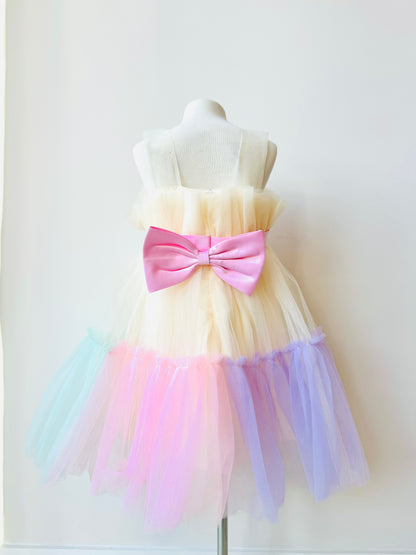 Capri Gorgeous cream tulle Dress with 5 layers of mesh in pastels