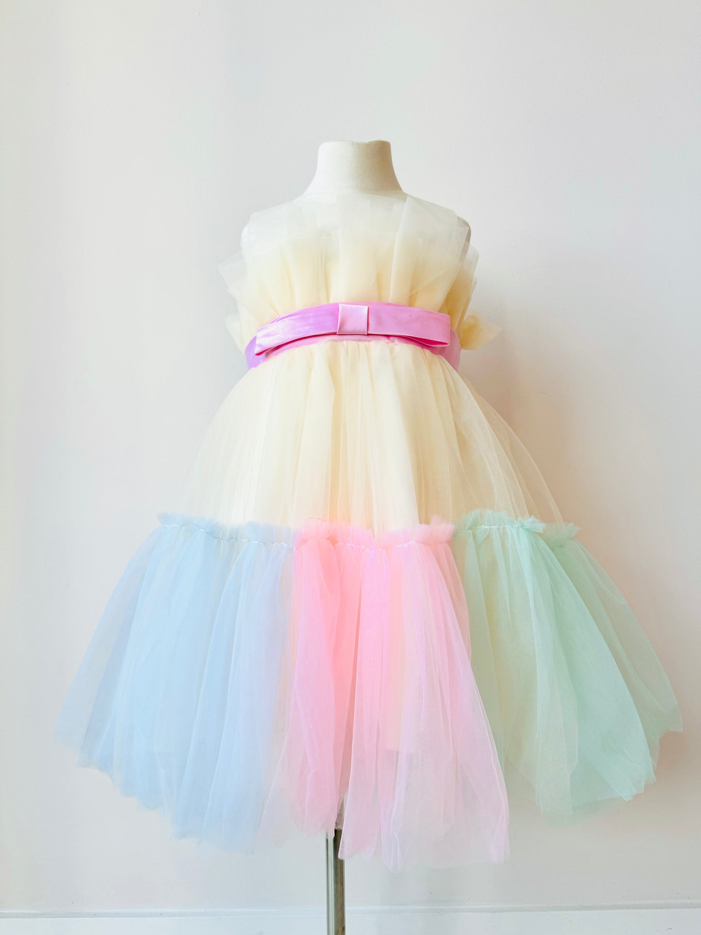 Capri Gorgeous cream tulle Dress with 5 layers of mesh in pastels