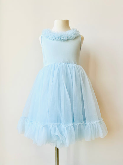 Celeste Dress in 100% pima cotton with tulle in light blue