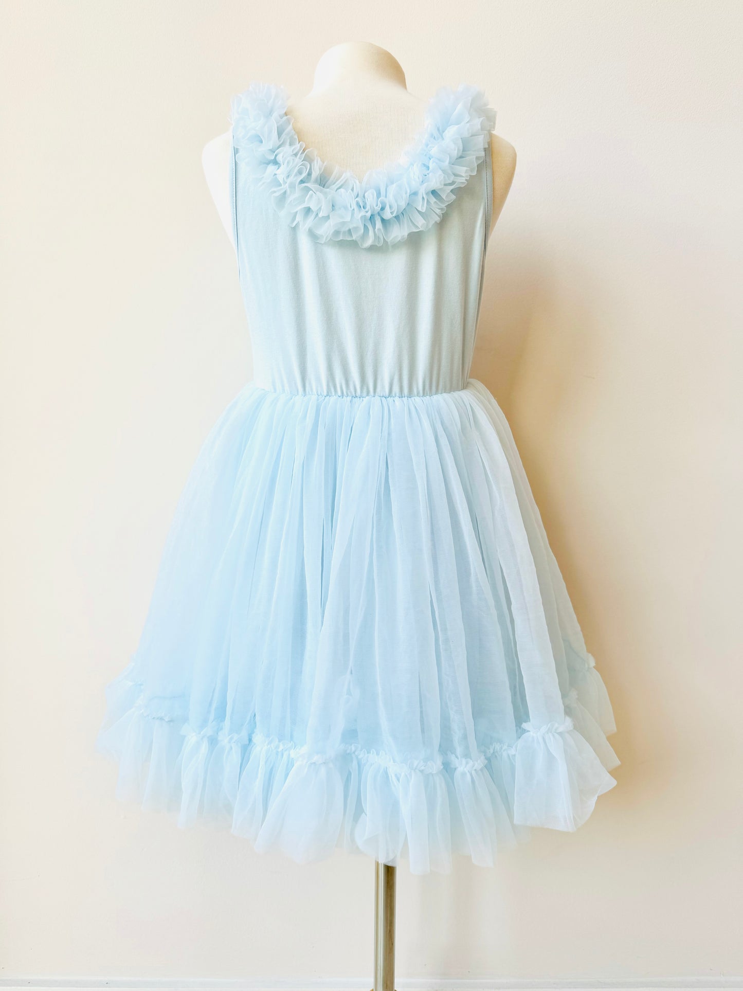 Celeste Dress in 100% pima cotton with tulle in light blue