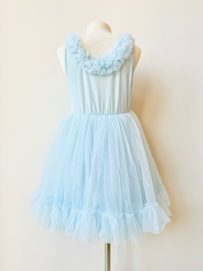 Celeste Dress in 100% pima cotton with tulle in light blue