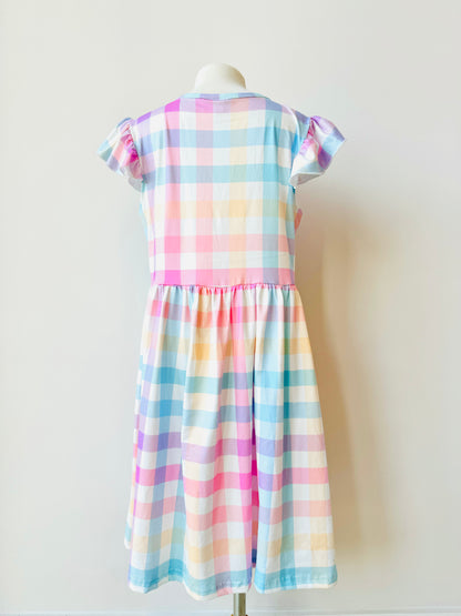 Adalia plaid pima cotton stretch dress in pastels