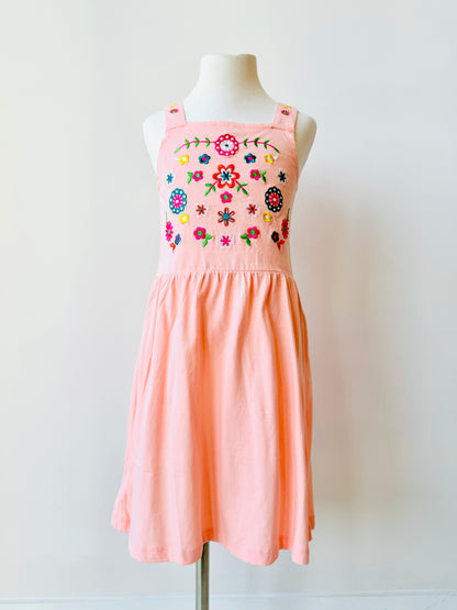 Daisy coral embroider sundress in pima cotton for girls